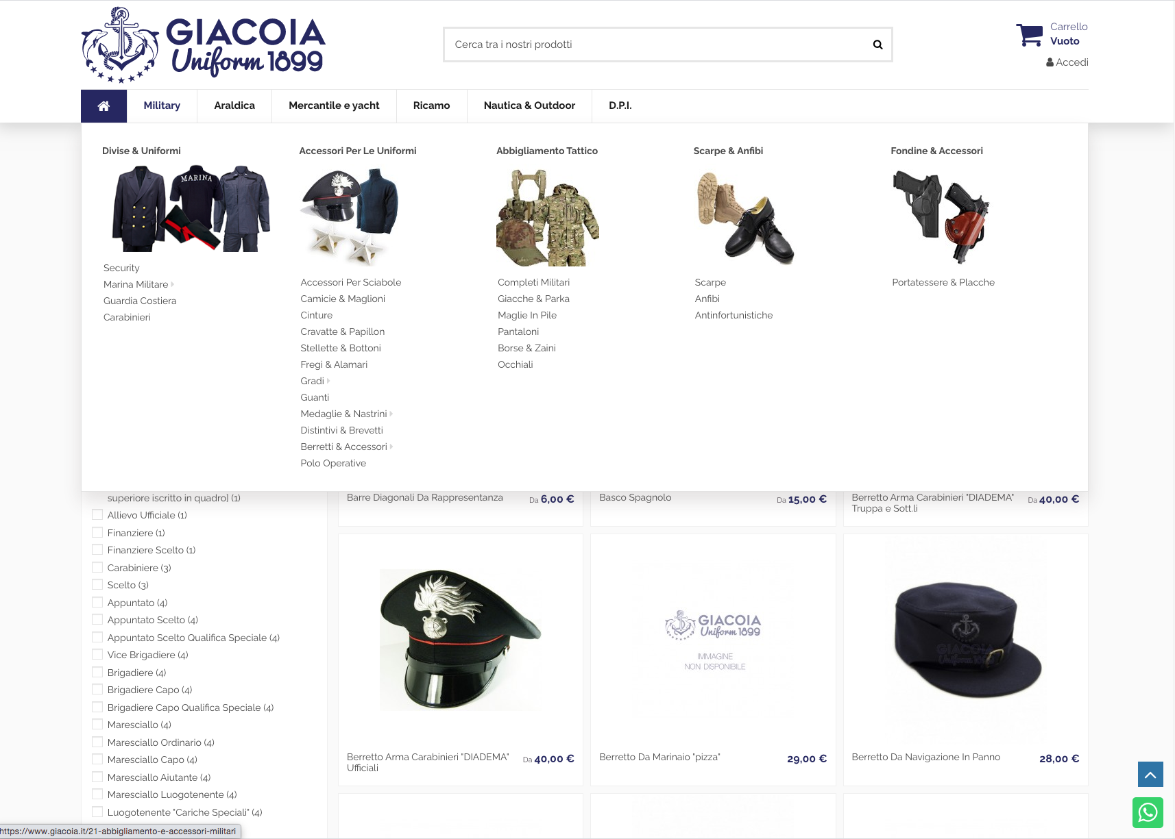 Giacoia sito ecommerce realizzazione progetto web
